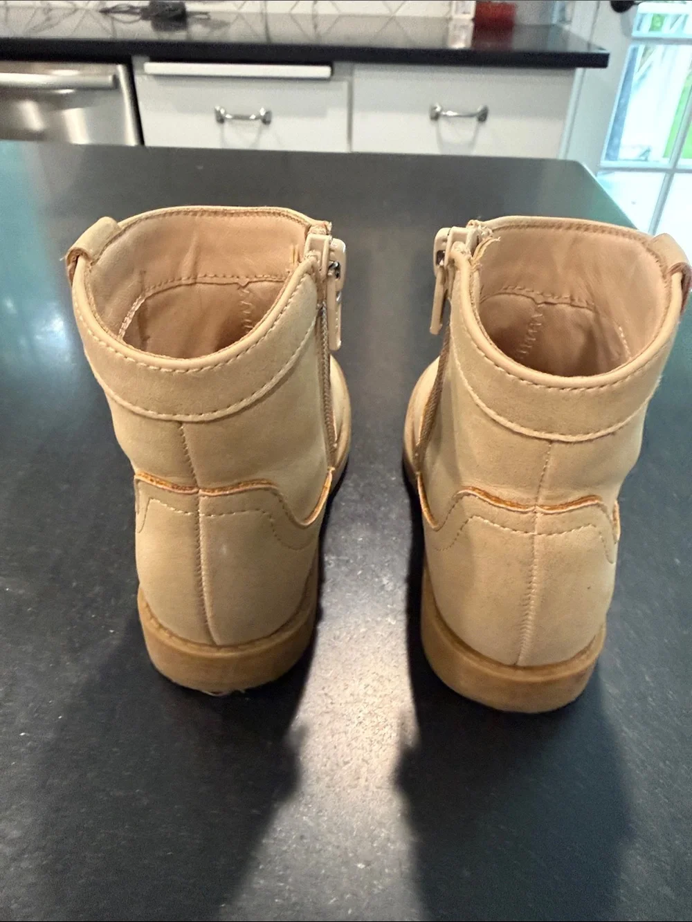 GAP Kids Tan Suede-Look Zip Booties